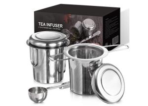 Stainless Steel 304 Wire Mesh Dome Shape Tea Filter Infuser 2 Folding Handles Food Grade