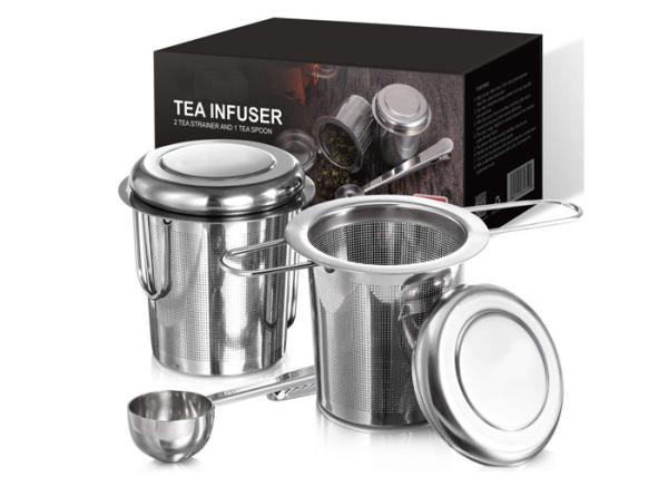 Cheap Stainless Steel 304 Wire Mesh Dome Shape Tea Filter Infuser 2 Folding Handles Food Grade for sale