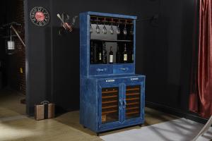 Quality Strong Canvas Bar Storage Cabinet , Wine Cabinet Furniture Brass Nails Decoration wholesale