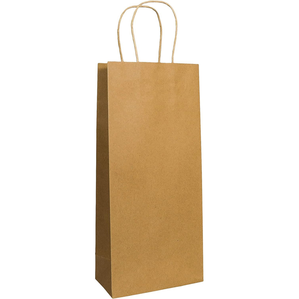 Customized Logo Gravure printing Kraft Paper Bags for Beer Wine Bottle Hand Tote Gift