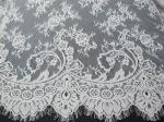 Soft Nylon Cotton Eyelash Lace Trim , Wedding Dress White Lace Fabric