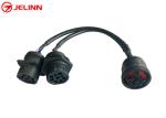 Overmolded J1939 Y Cable Type 1 Female To Male Connector DC300V 5M ohm/10ms