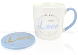 Quality 12OZ Custom Coffee Mugs Blue Glaze Eco - Friendly AB Grade With Gold Style wholesale