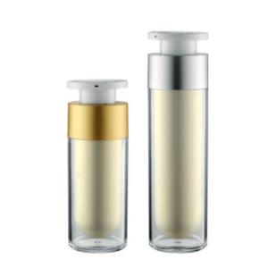Quality Small Lotion Airless Pump Bottles Twist Press 15ml Round Matt Gold wholesale