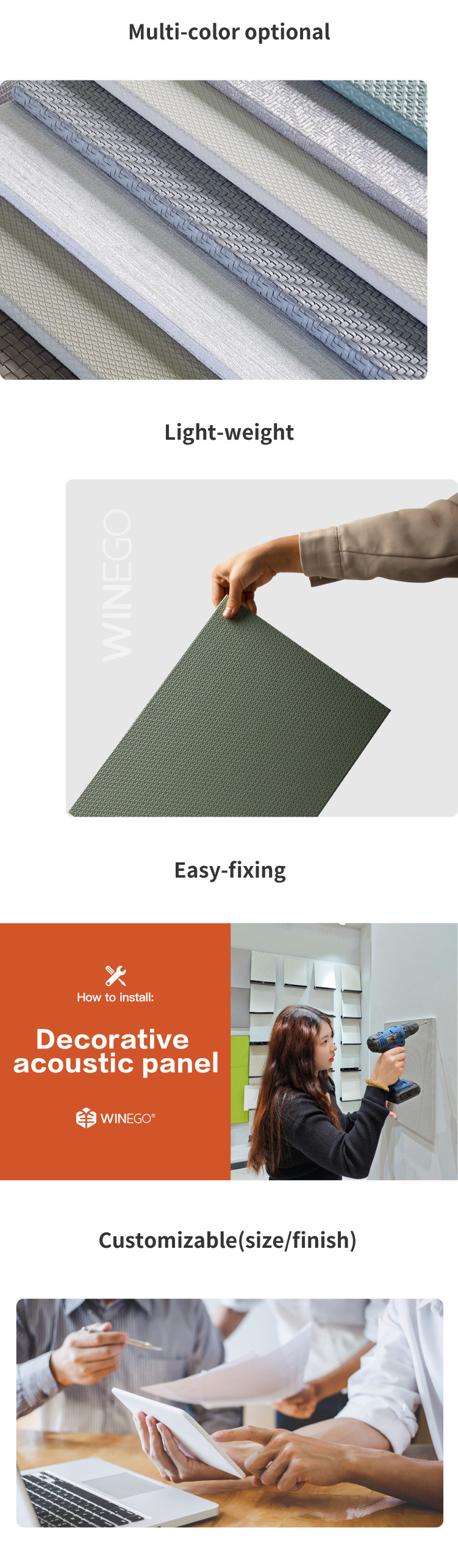 Portable And Lightweight Decorative Acoustic Panels Luxurious Surface Finishes
