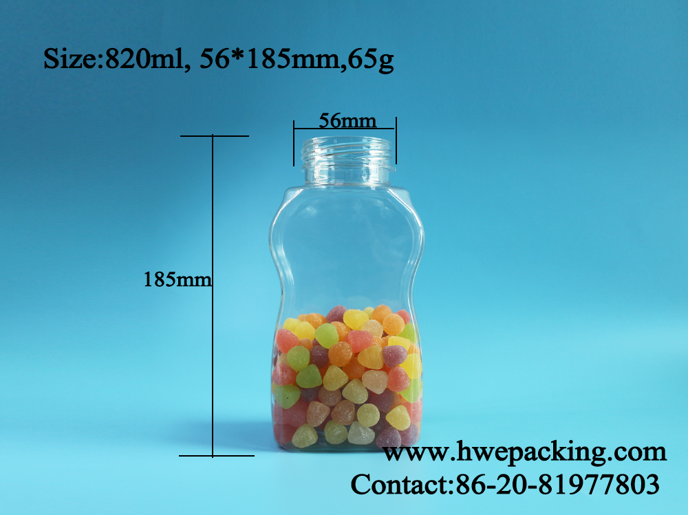 820ml Clear Unique Plastic Coffee Jar Packaging With Screw Lids Liner