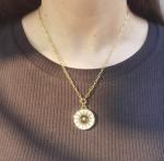 White Fritillary Sun Pendant Necklace Gold Stainless Steel Necklace