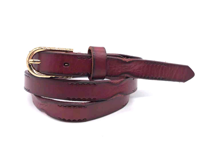 Cowhide Female Genuine 1.8cm Skinny Leather Belt Womens Alloy Buckle