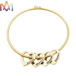 10.5g Heart Charm Womens Engraved Bracelets Bangles