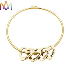 Quality 10.5g Heart Charm Womens Engraved Bracelets Bangles wholesale