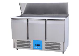 Quality Slim Saladette Commercial 3 Door Pizza Preparation Counter with LED Light wholesale