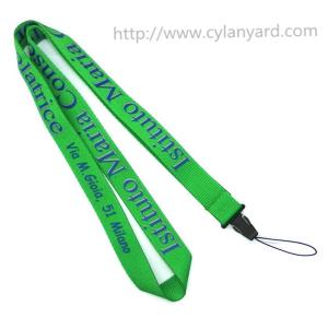 Quality OEM flat polyester neck lanyards with mobile phone string holder, screen printed logo, wholesale