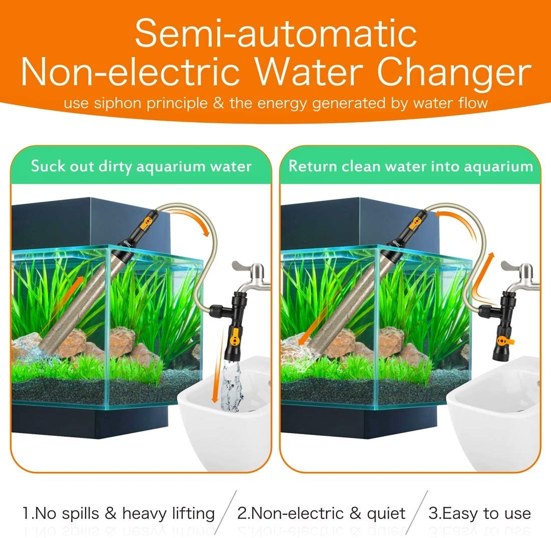 Siphon Fish Tank No Spill Aquarium Water Filter Grave Vacuum Rectangle