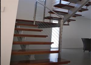 Quality Flexibility Modern Steel Staircase With Wood Treads , Customized Design wholesale