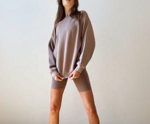 Quality Dropped Shoulder Blank Oversized Sweatshirts Embossed Casual Womens Pullover Sweatshirt wholesale