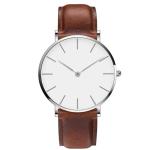 Round Waterproof Quartz Watch Leather Belt Watch Diameter 40mm