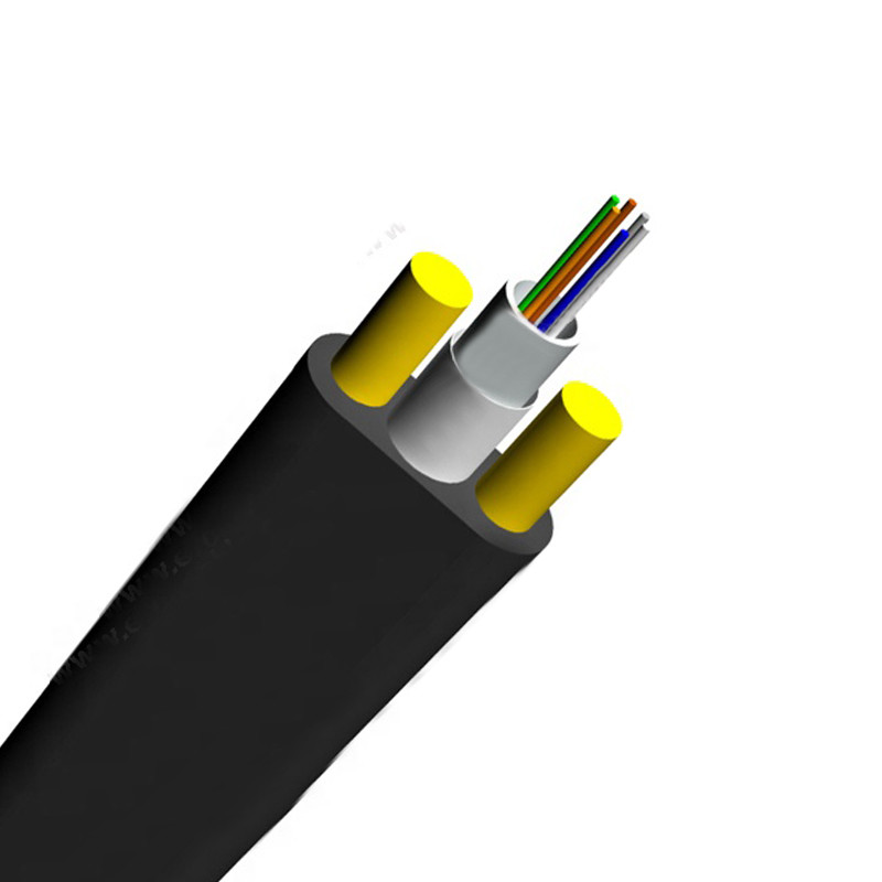 12 Fibers ADSS Flat FTTH Drop Fiber Optic Cable Dielectric FRP Strength Member