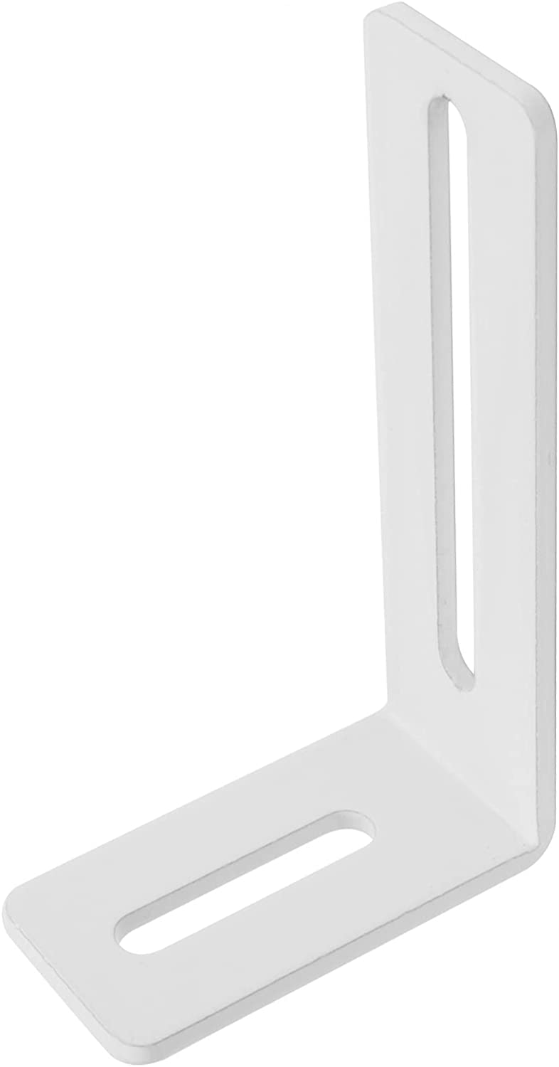 4 Inches White Adjustable L-Shape Corner Brace with Slot, Heavy duty L-shaped bracket with slots for fixation and installation