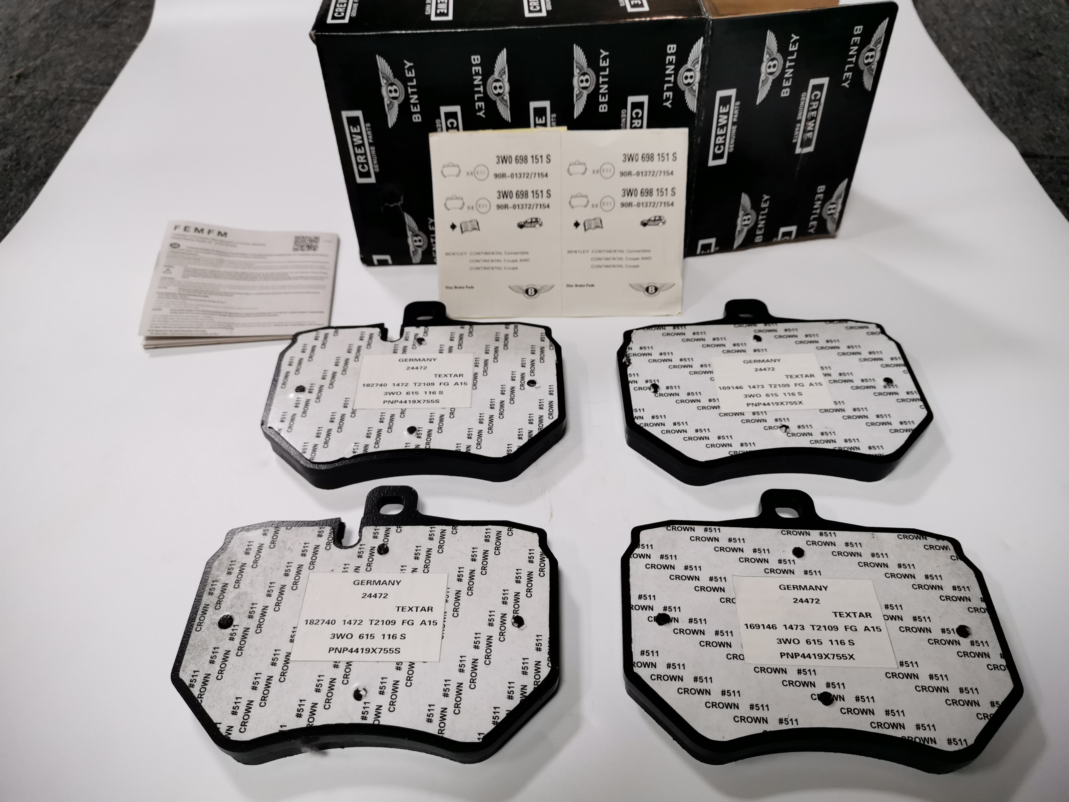 3W0698151S Ceramic Brake Pad Car Front For Bentley GT GTC