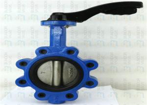China Cast Iron Lug Wafer Butterfly Valve 10-80℃ Working Temp Handle Power on sale
