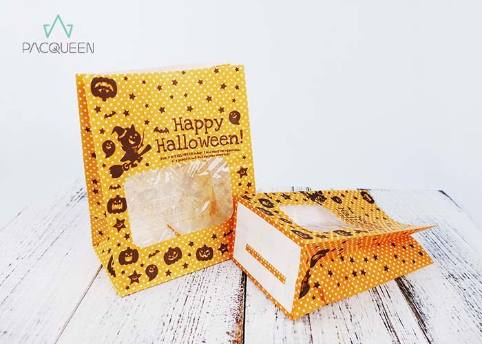 Custom Printed Greaseproof Wrapping Paper Bags Block Bottom Oil Resistant