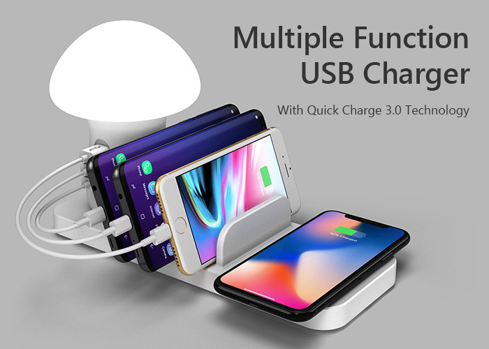 Mushroom White 10W QI Wireless Night Light Charging Station