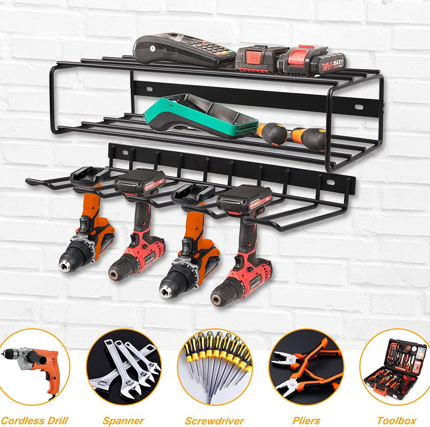 Standard 3-Layer Wall Mounted Power Tool Organizer 43*19*10cm Tool Storage Holder
