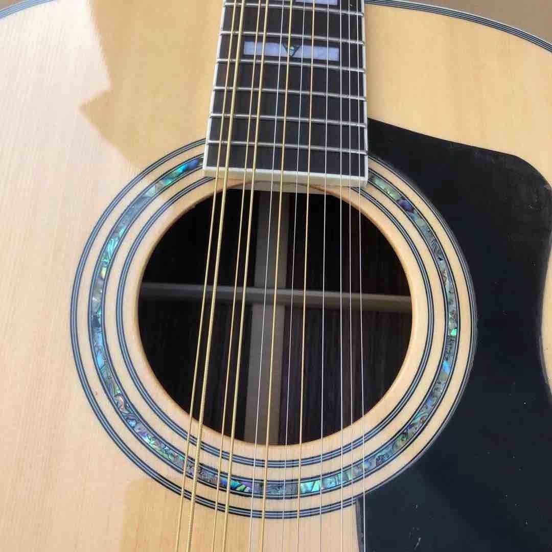Top quality solid top custom guild jumbo 12 strings gloss finishing acoustic electric guitar 12 string guitar
