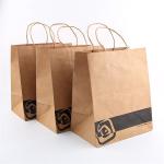 Recyclable Fast Food khaki Kraft Takeaway Paper Bags Logo Printed