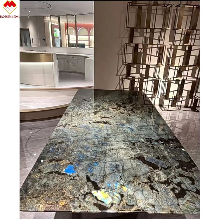 Big Slab Luxury Emerald Blue Onyx Marble from Brazil for Transparent Dinner Table Top
