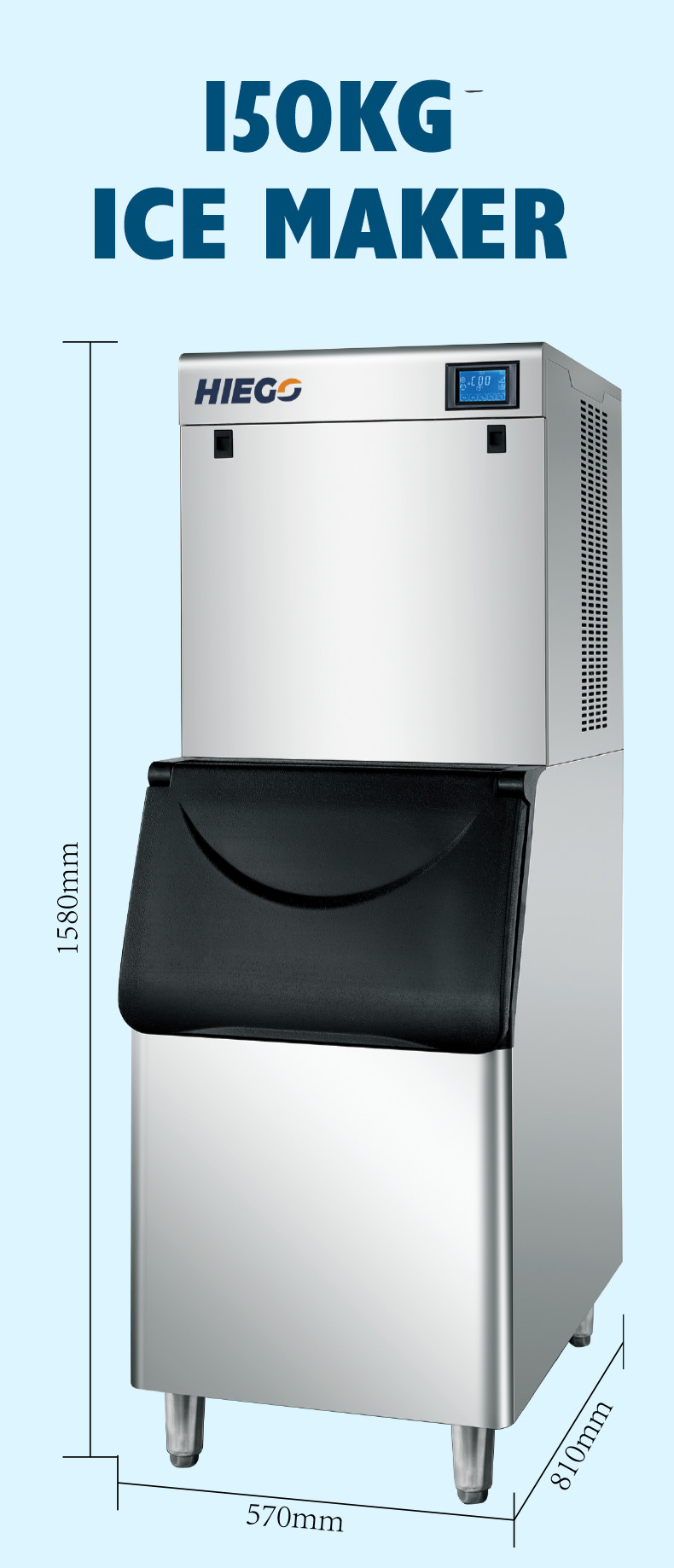 Cube Automatic Ice Machine 150kg Air Cooling Industrial Ice Making