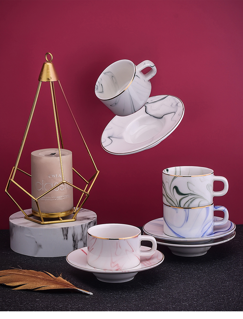 80ml Set Of 6 Nordic Marble Coffee Mugs Ceramic Tea Cups