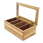 oem organic bamboo wooden tea bag storage box with transparent acrylic lid