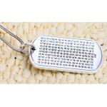 Sterling Silver Wheat Chain Engraved Chinse Word Women's Men's Dog Tag Necklace