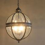 Vintage Loft Globe Pendant Lights Glass Shade Round Lamp Kitchen Bar wrought
