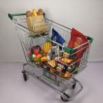 Large Capacity 210L Chain Grocery Wire Shopping Trolley American Style Zinc