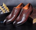 Fashion Men Formal Dress Shoes , Brogue Hidden High Heel Leather Footwear For
