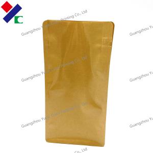Quality Biodegradable Brown Kraft Paper Stand Up Pouch With Zipper Food Packaging Bag wholesale