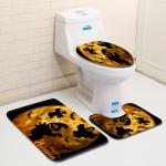 Water Absorbent 3 Piece Bath Mat Halloween Toilet Lid Cover Set