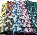 Black Tulle Sequins Lace African French Lace Fabric for Kanuri Dressing Women