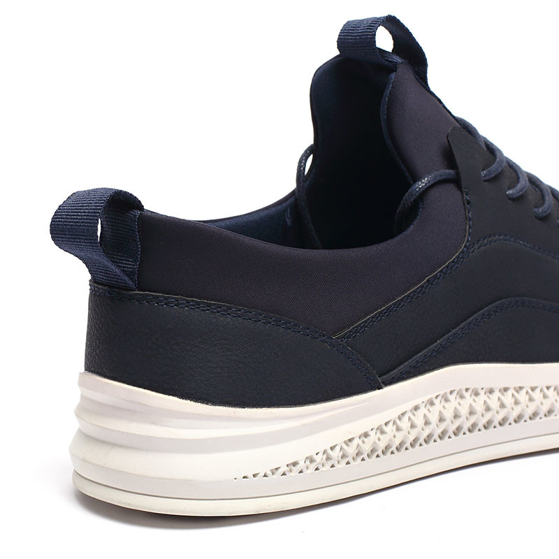 Dark Navy Mens Leather Casual Shoes Antiskid Rubber Outsole