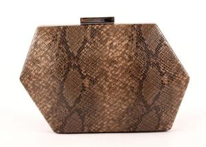 Quality Unique Shape Bronze Clutch Bag , Hard Case Leather Evening Bags Faux Snake Skin wholesale