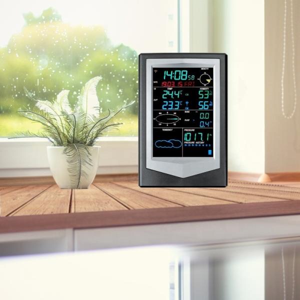 VA Screen Outdoor Wireless WIFI Temperature Sensor Weather Station In Black And