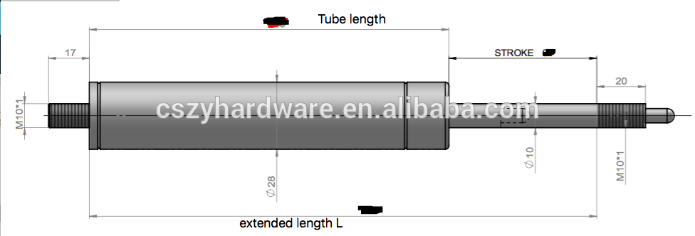lockable gas spring lift 500n for train or bus seat