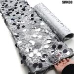 2023 Sequins Embroidery African Lace Fabric Bridal Hand Cut for wedding dress
