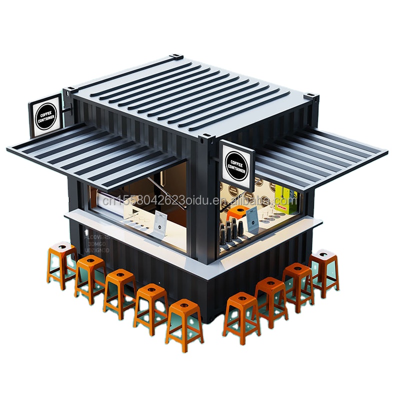 Main Structure Galvanized Steel Square Tubes 10ft Movable Bar Cafe Store for 20ft Shipping Container Garden Coffee Shop