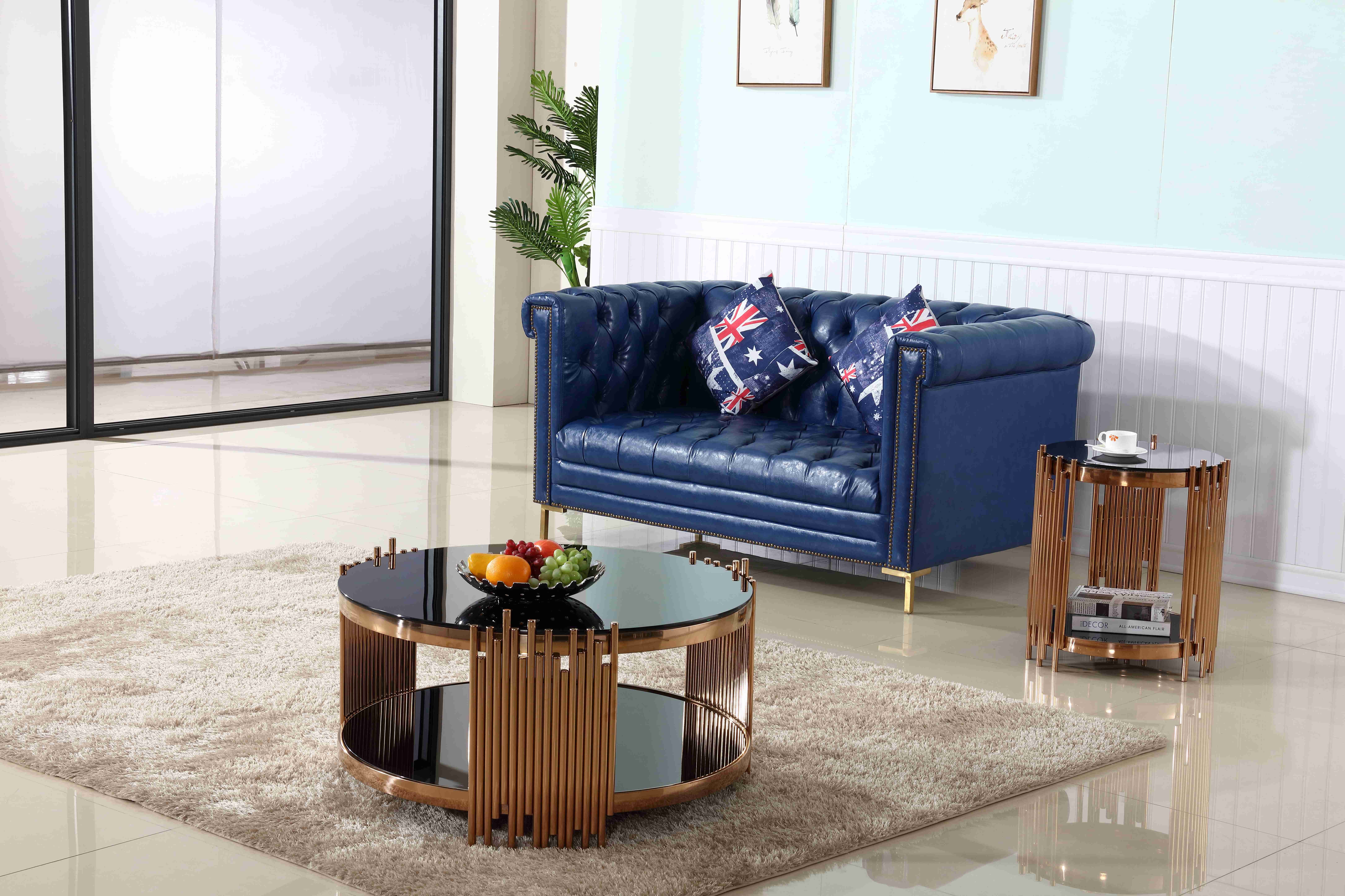 Modern Luxury Stylish Tea Table Gold Round Coffee Table Set Living Room Furniture