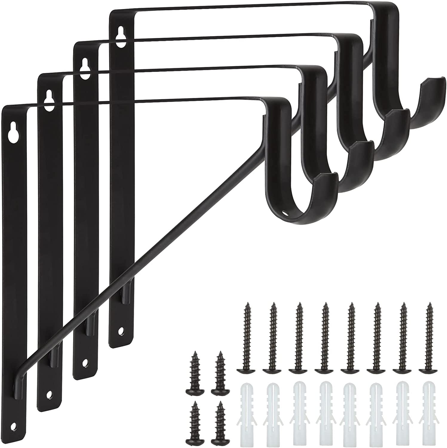 Black Heavy Duty Closet Rod Shelf Brackets Clothes Hanger Pole Support Bracket Offered