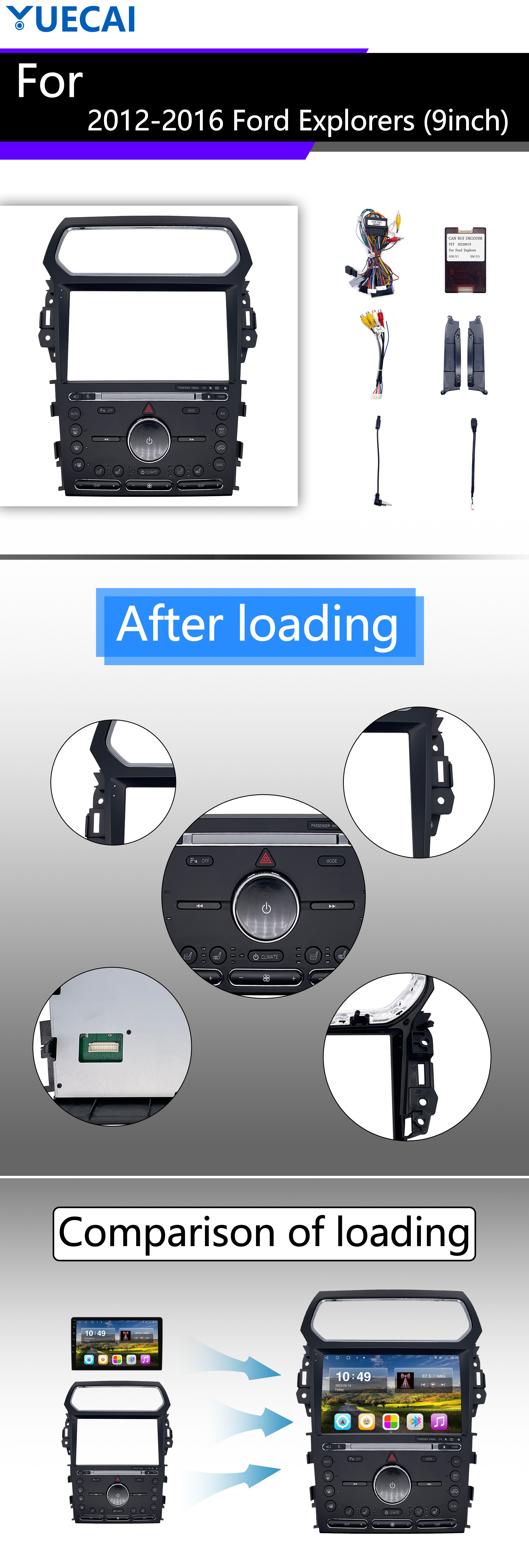 2012-2016 Ford Explorer 9 Inch Multimedia Car Radio With Bluetooth Connectivity