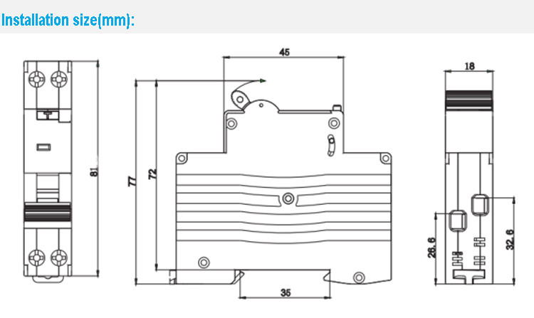 6ka Din Rail Type RCBO Circuit Breaker With Overload Current Protection